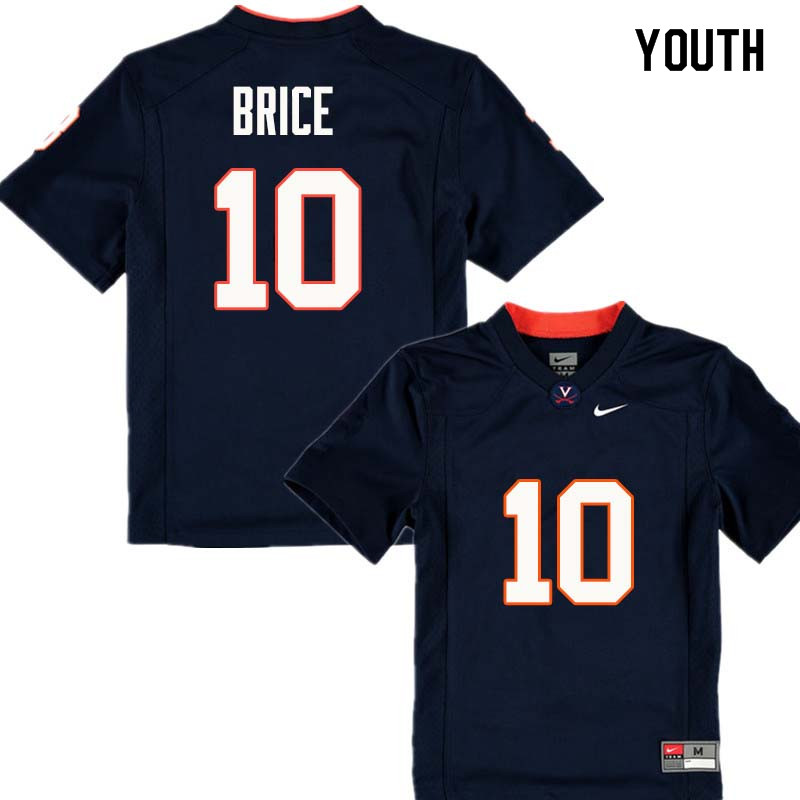 Youth #10 Will Brice Virginia Cavaliers College Football Jerseys Sale-Navy